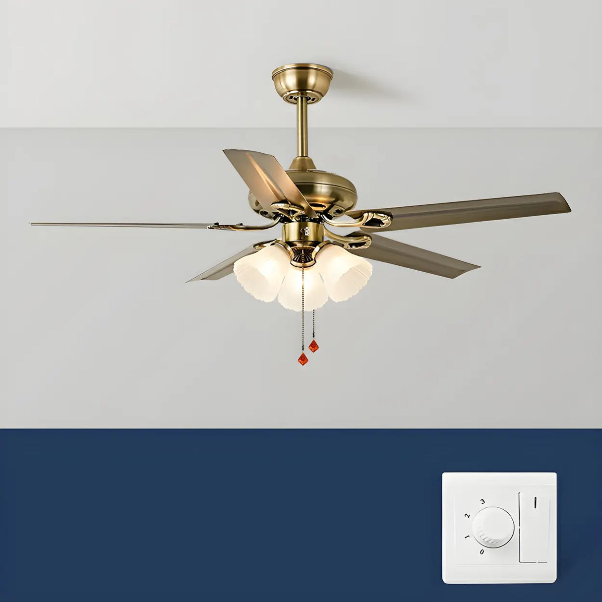 Elegant Flower Shade 5 Blades Modern Ceiling Fan Light Image - 4