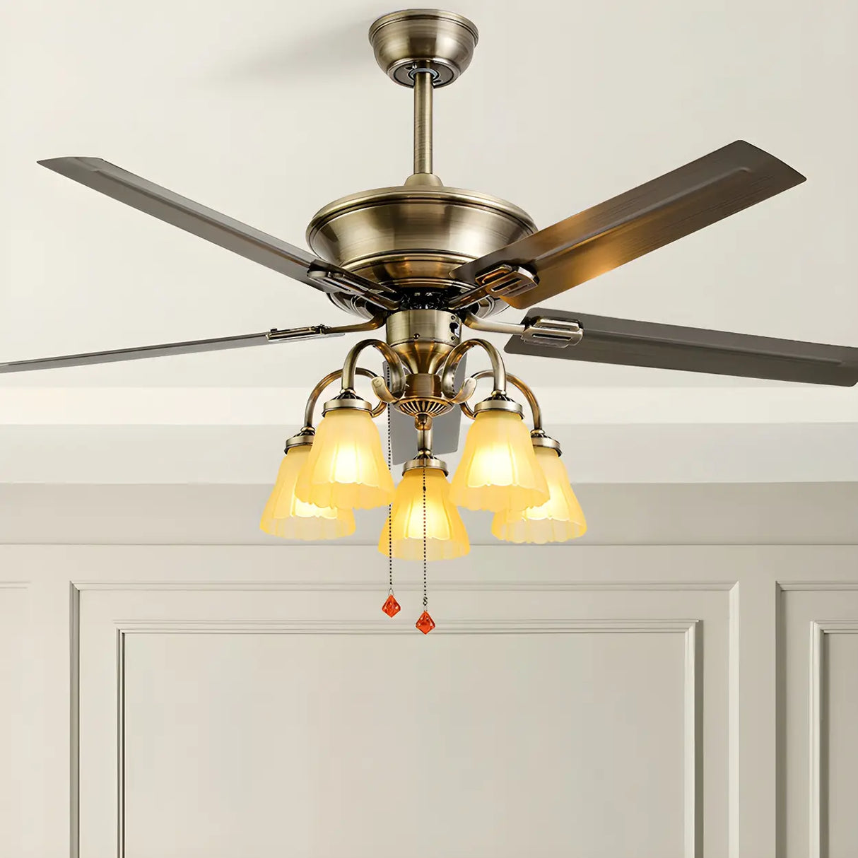 Elegant Flower Shade 5 Blades Modern Ceiling Fan Light Image - 5
