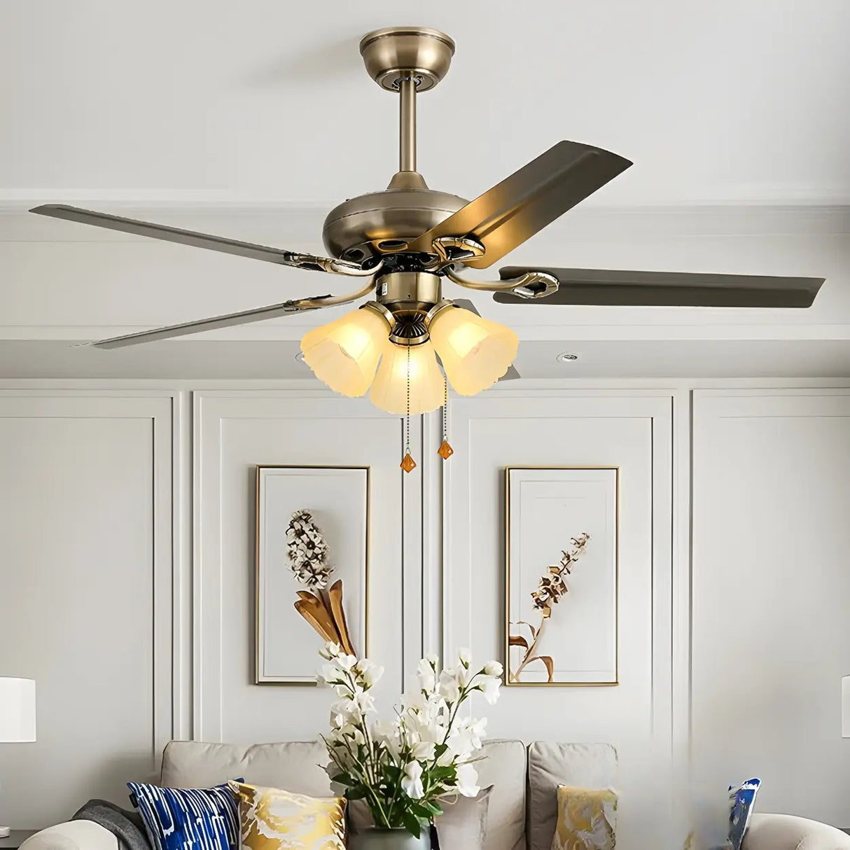 Elegant Flower Shade 5 Blades Modern Ceiling Fan Light Image - 6