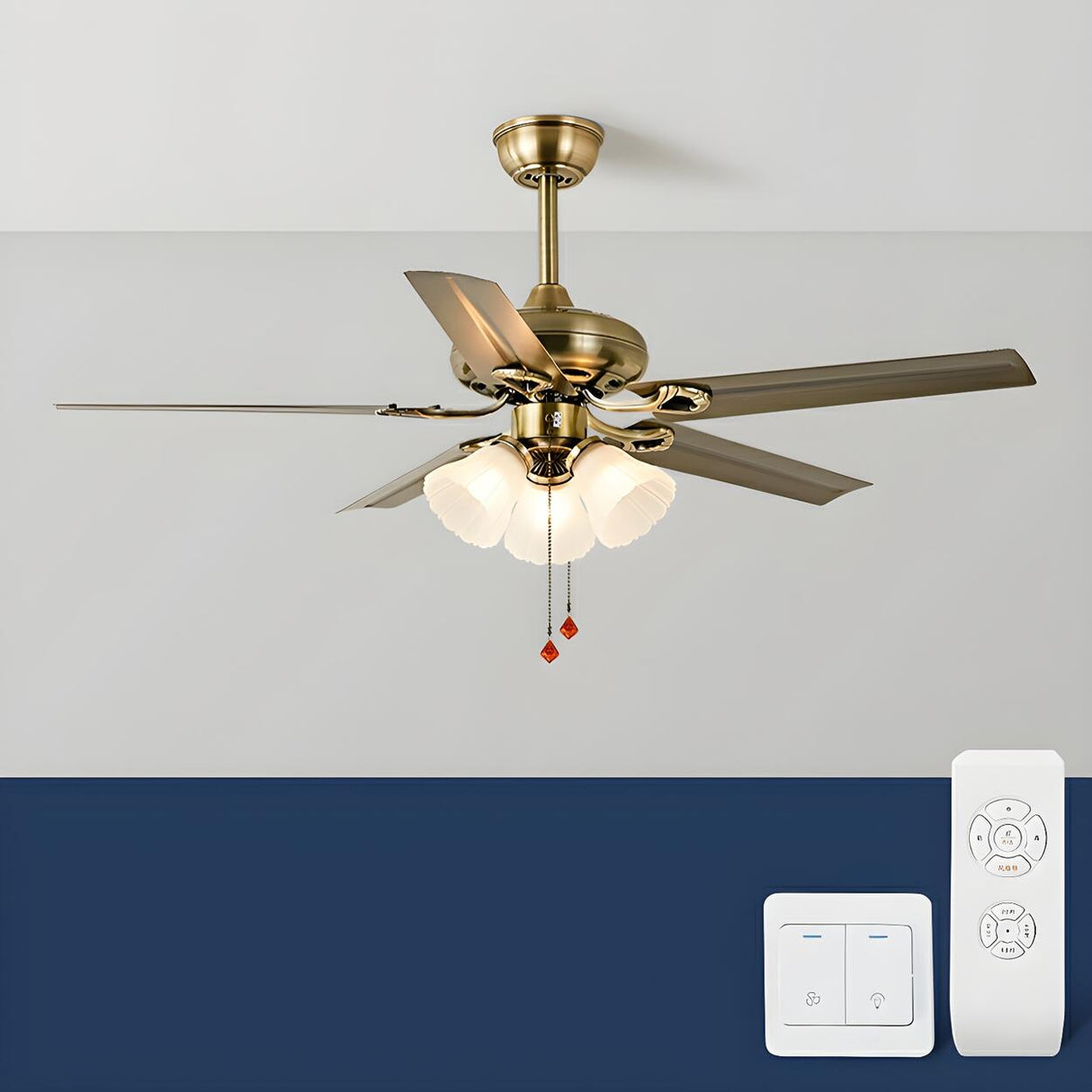 Elegant Flower Shade 5 Blades Modern Ceiling Fan Light Image - 8
