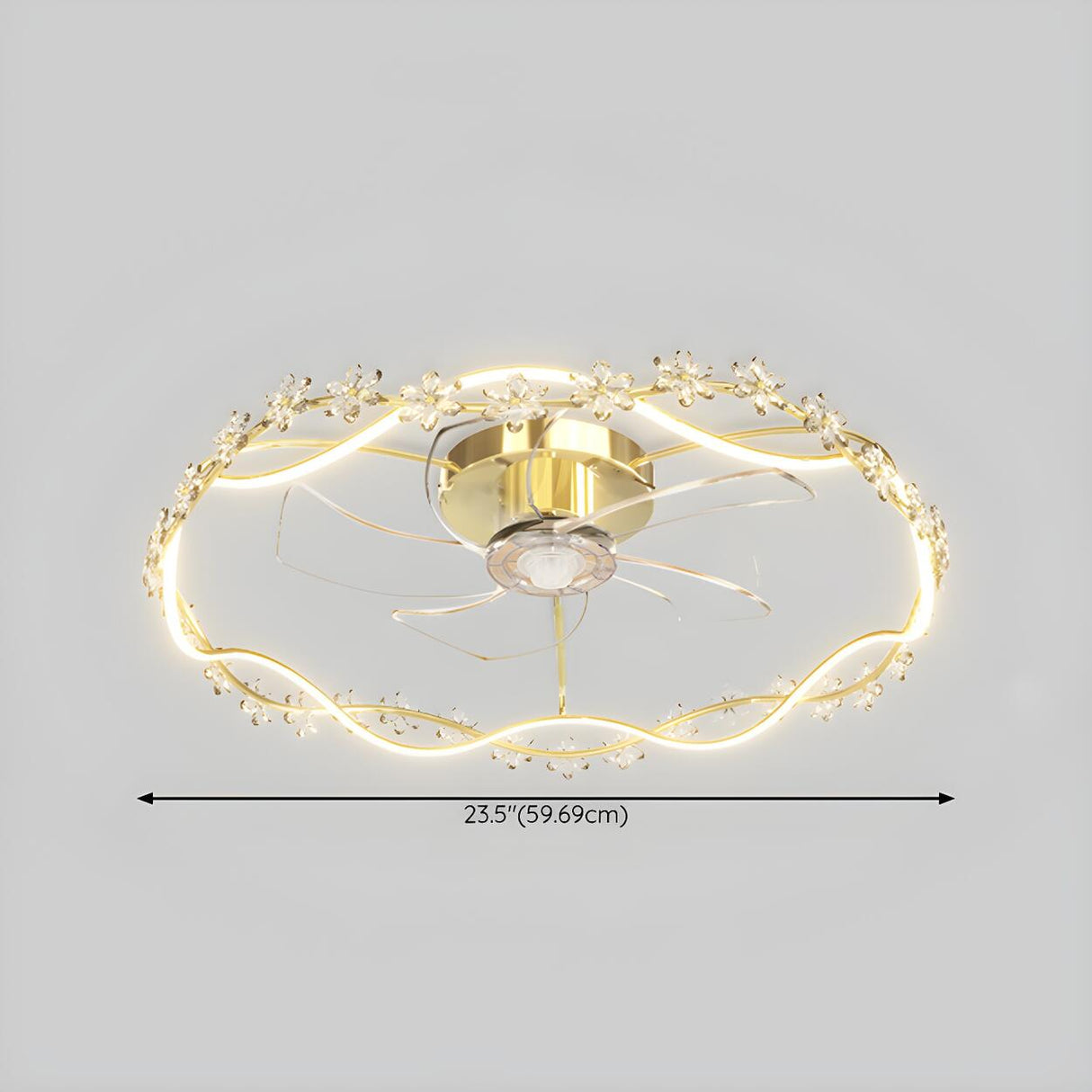 Elegant Garland Circle Flush Ceiling Fan with Light