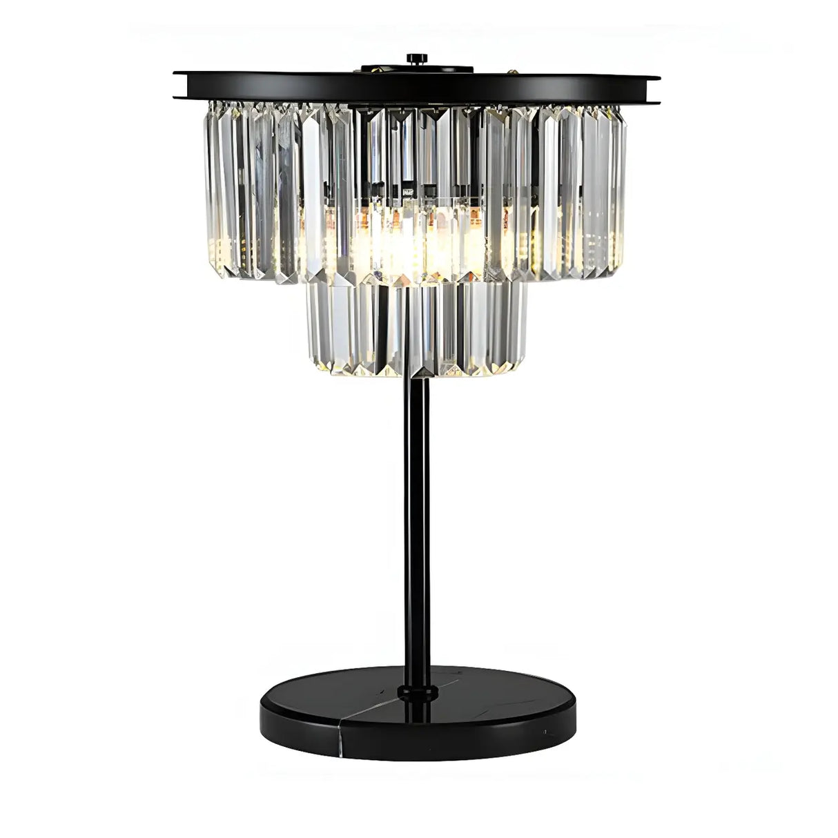 Elegant Geometric Crystal Black Bedroom Table Lamp Image - 10