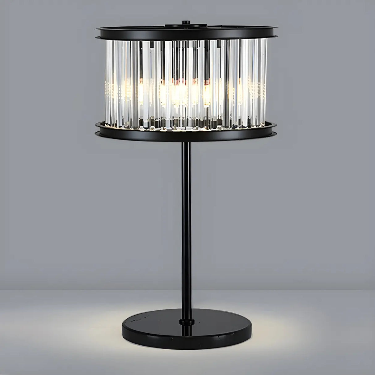Elegant Geometric Crystal Black Bedroom Table Lamp Image - 11