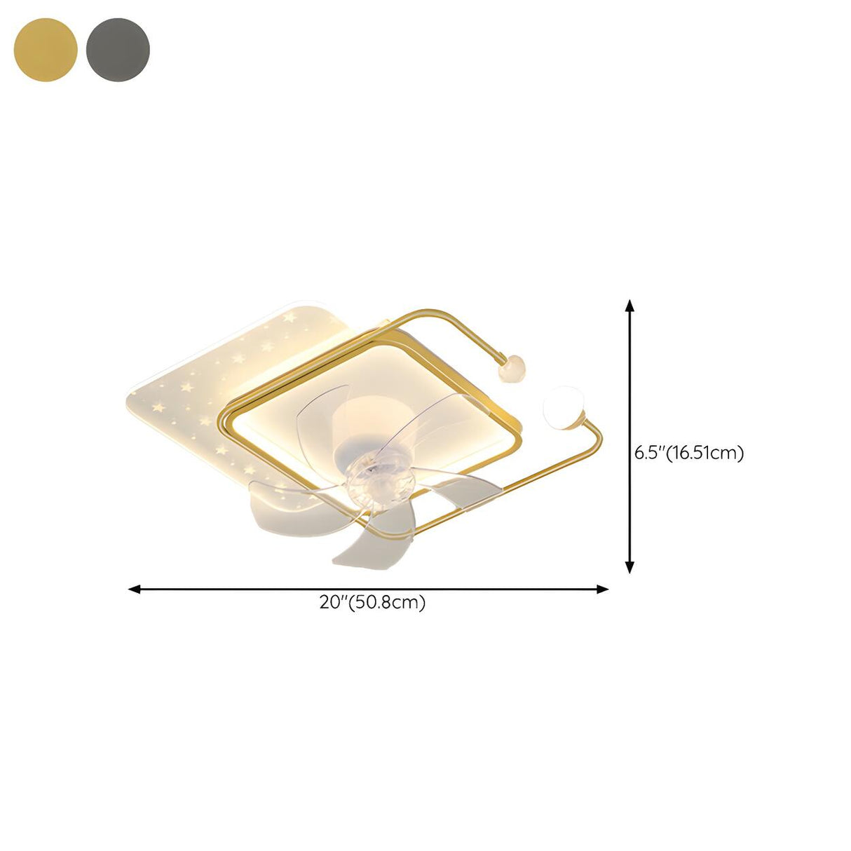 Elegant Geometric Frame Modern Ceiling Fan with Lights