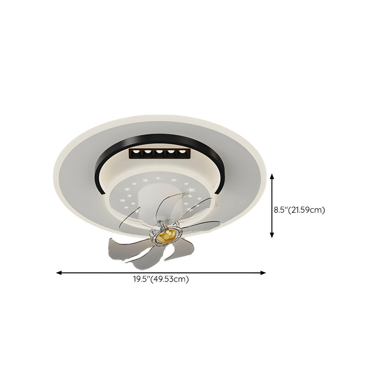 Elegant Geometric Recessed LED Ceiling Fan with Light