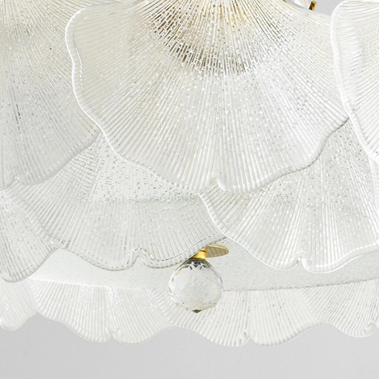 Elegant Ginkgo Leaf Gold Glass Semi-Flush Ceiling Light Image - 13