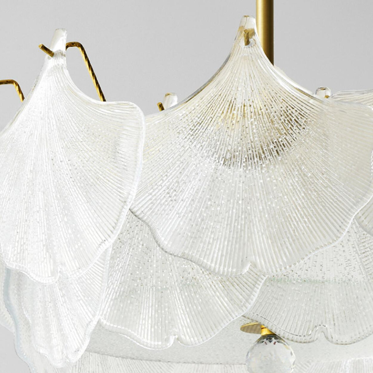 Elegant Ginkgo Leaf Gold Glass Semi-Flush Ceiling Light Image - 14