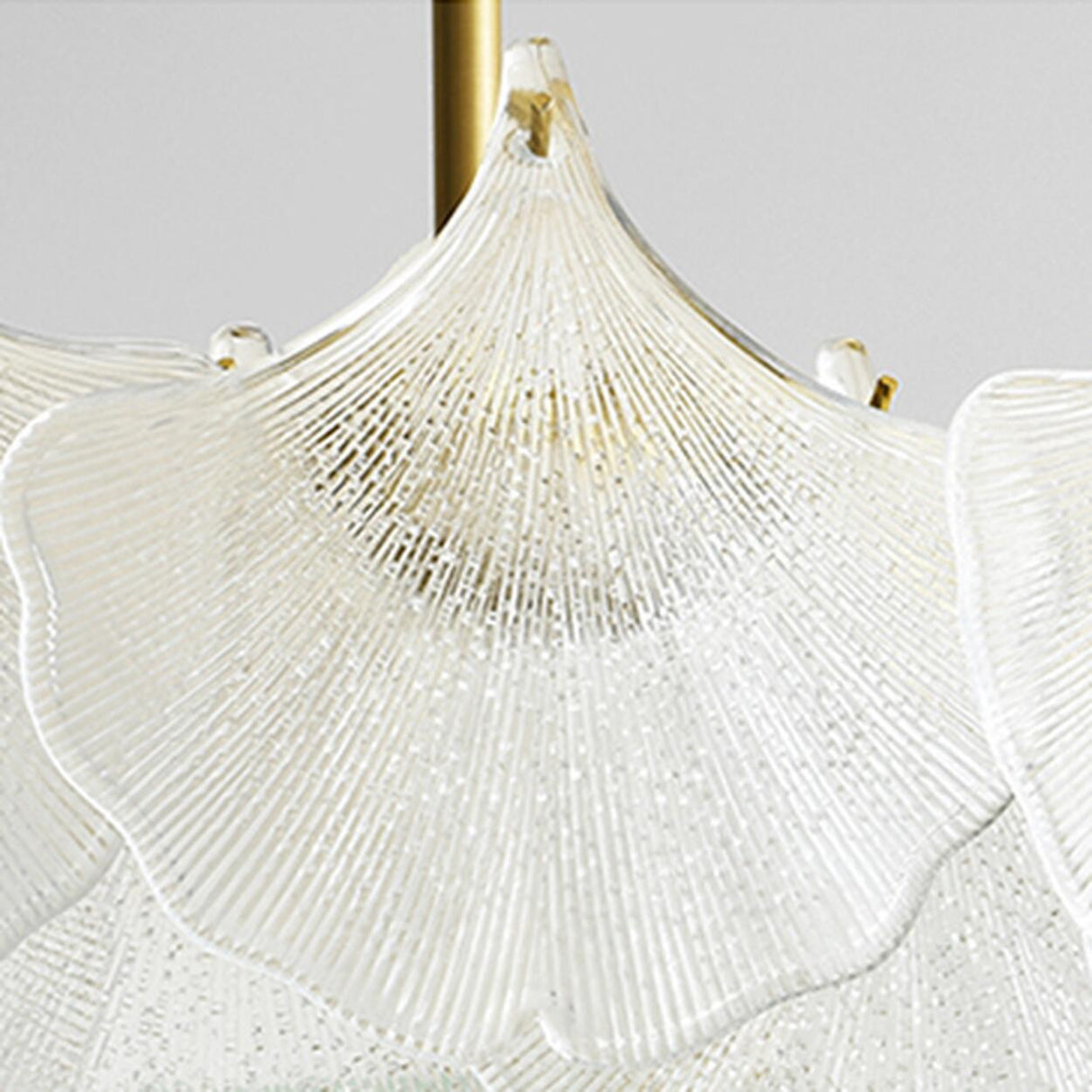 Elegant Ginkgo Leaf Gold Glass Semi-Flush Ceiling Light Image - 15