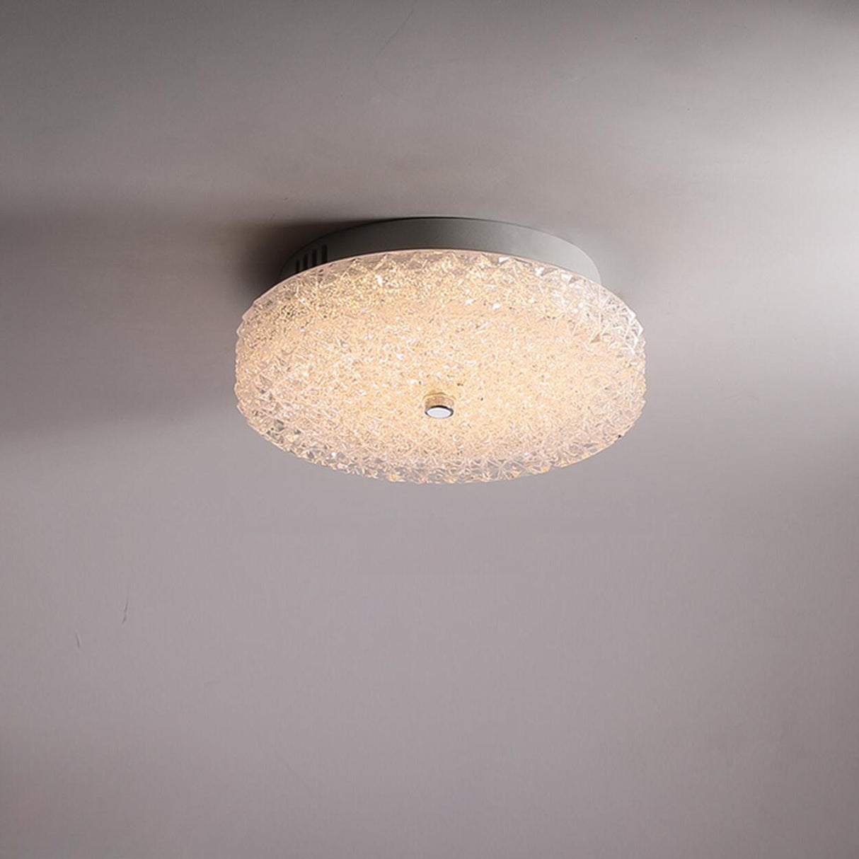 Elegant Glass Circle Flush Mount Ceiling Light Bedroom Image - 2