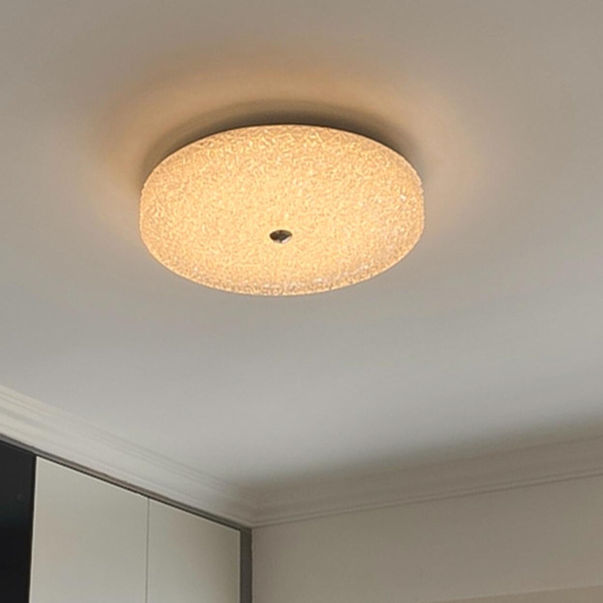 Elegant Glass Circle Flush Mount Ceiling Light Bedroom Image - 6