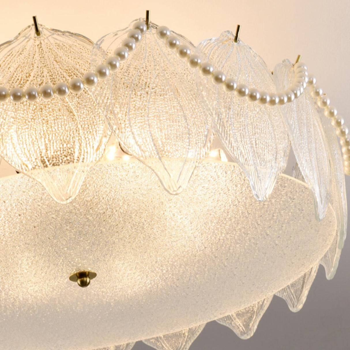 Elegant Glass Shell Semi-Flush Mount Light Living Room Image - 15