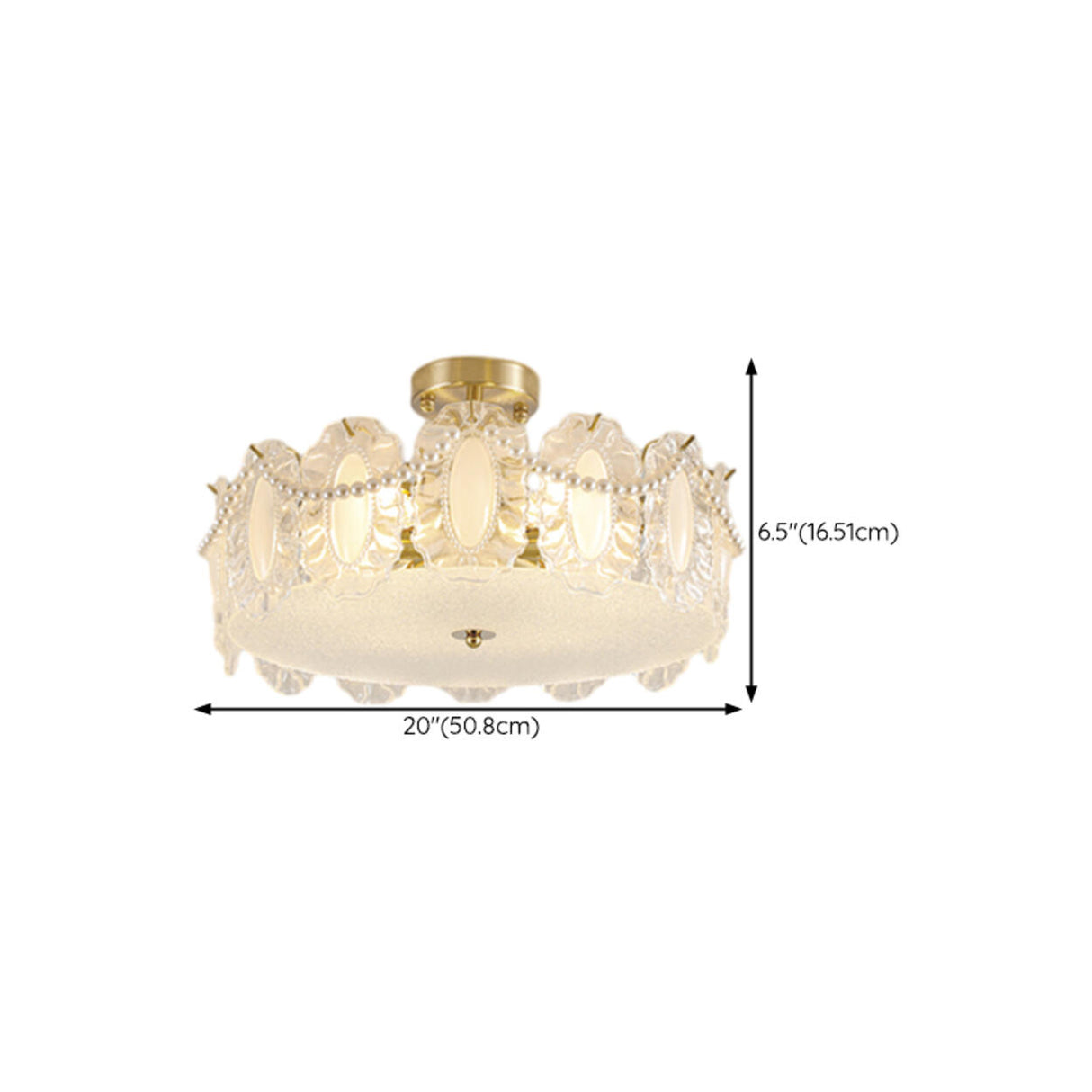 Elegant Glass Shell Semi-Flush Mount Light Living Room Image - 24