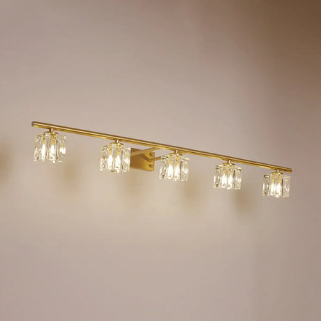 Elegant Gold 5-Light Crystal Vanity Fixture Light Image - 9