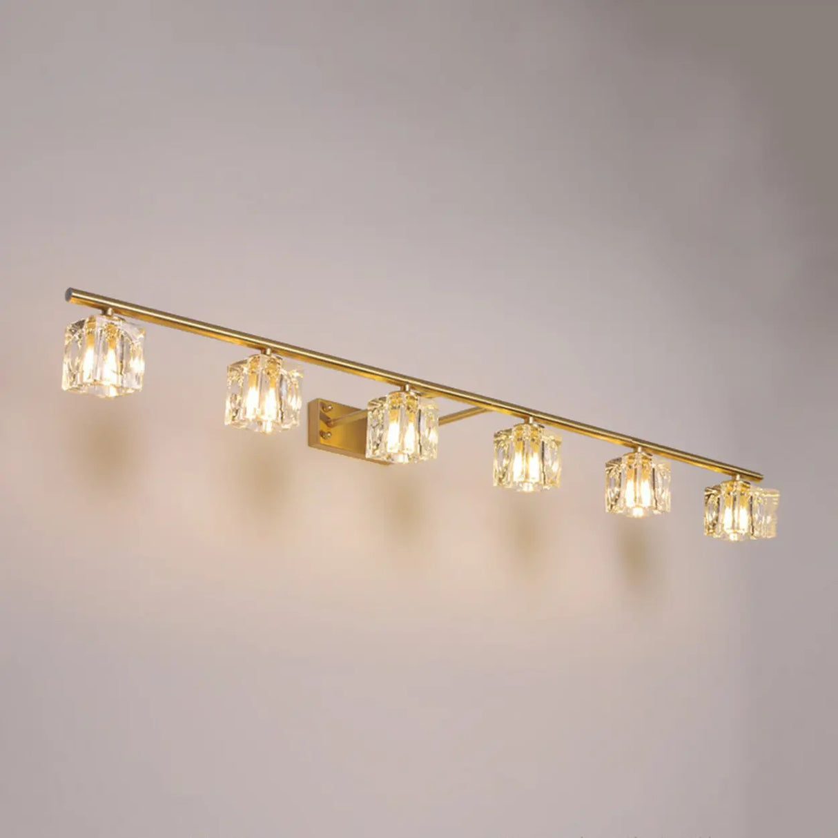 Elegant Gold 5-Light Crystal Vanity Fixture Light Image - 10