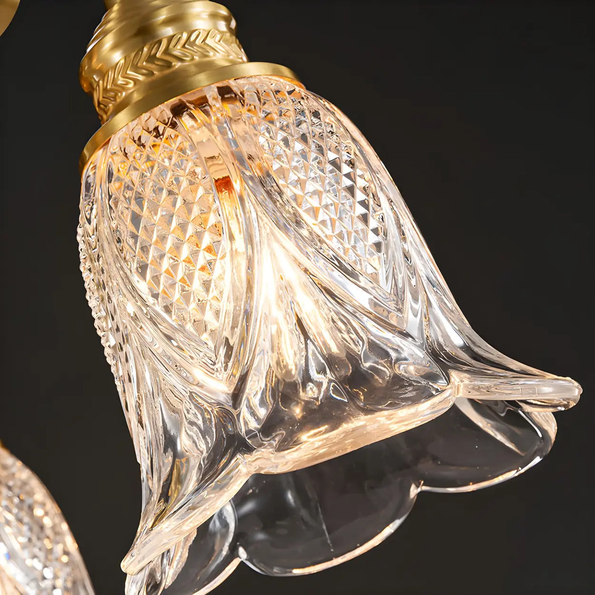 Elegant Gold and Glass Flower Kitchen Island Light Image - 6