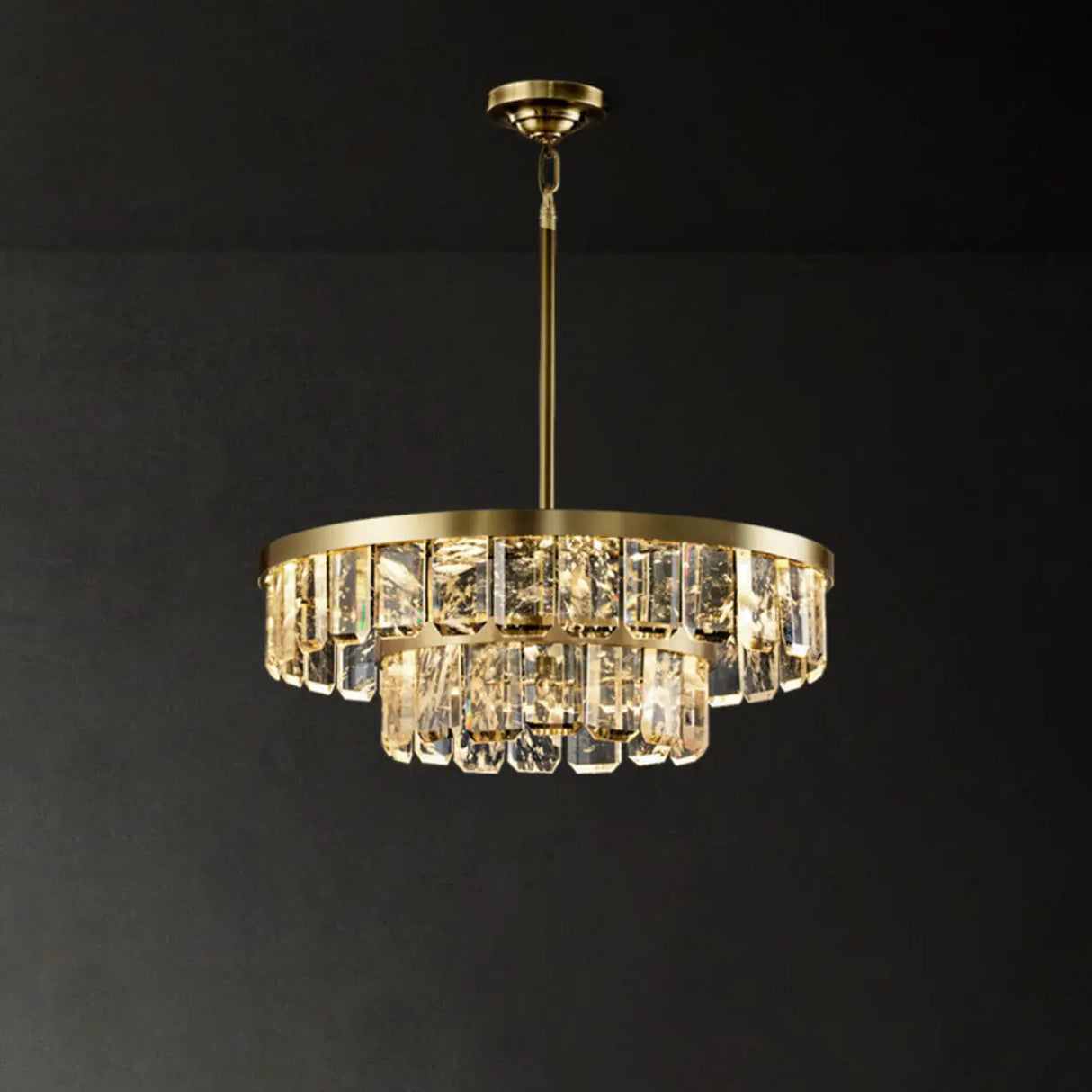 Elegant Gold and Tierd Ring Crystal Chandelier Image - 10