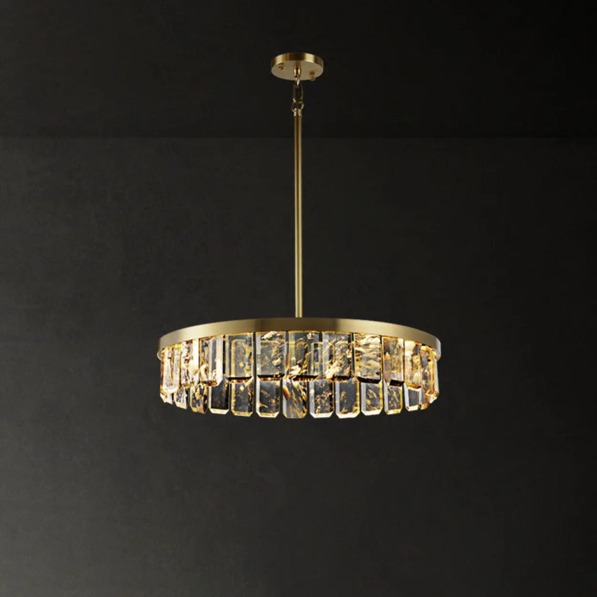 Elegant Gold and Tierd Ring Crystal Chandelier Image - 2