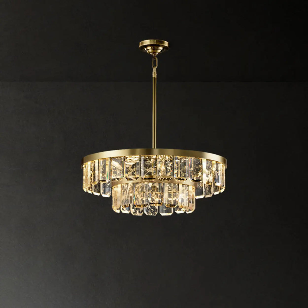 Elegant Gold and Tierd Ring Crystal Chandelier Image - 3