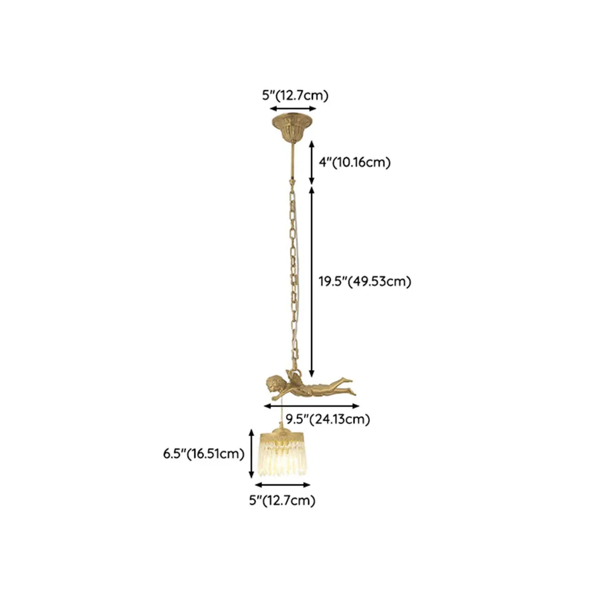 Elegant Gold Angel Crystal Adjustable Height Pendant Light Image - 11