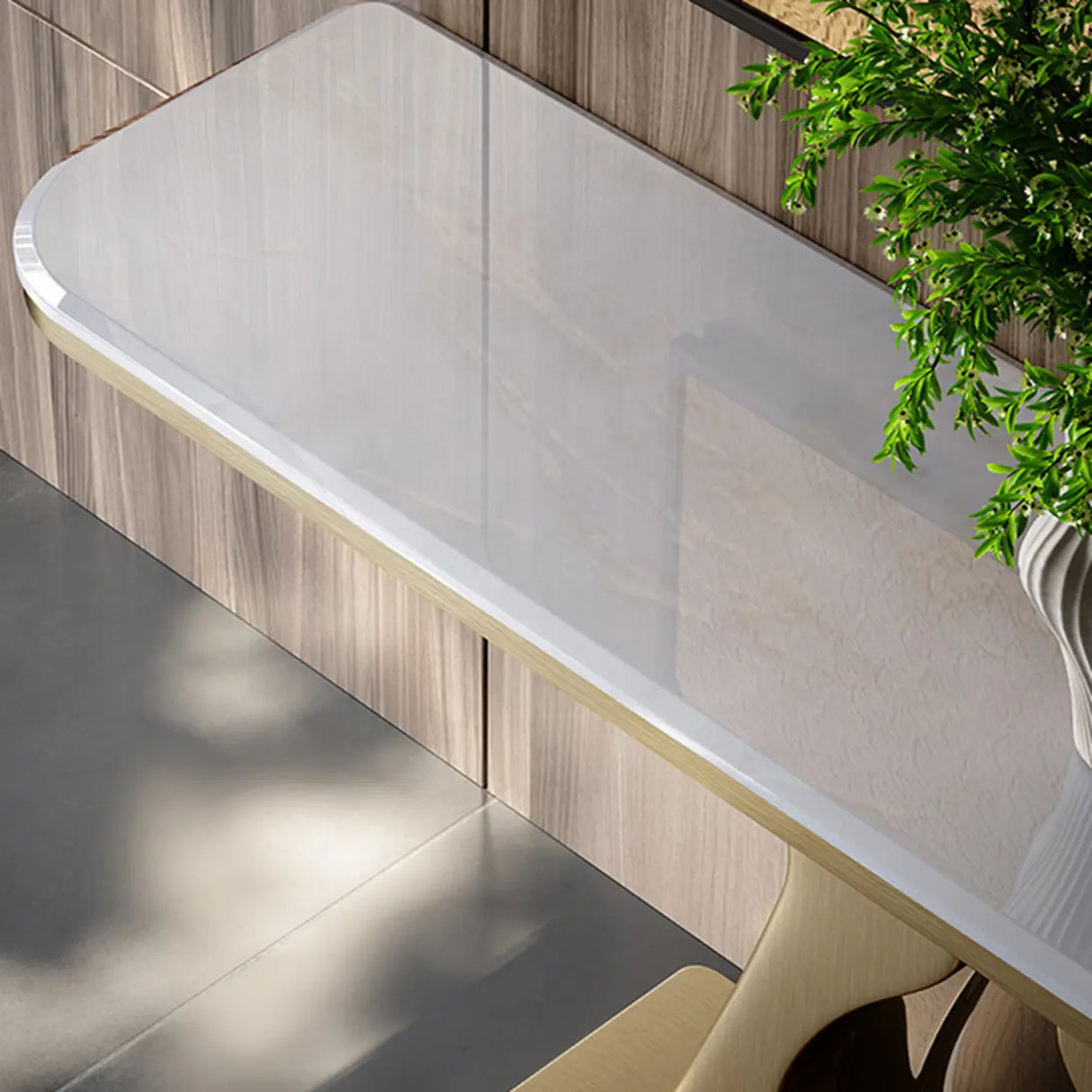 Elegant Gold Base Marble Rectangular Console Table Image - 8