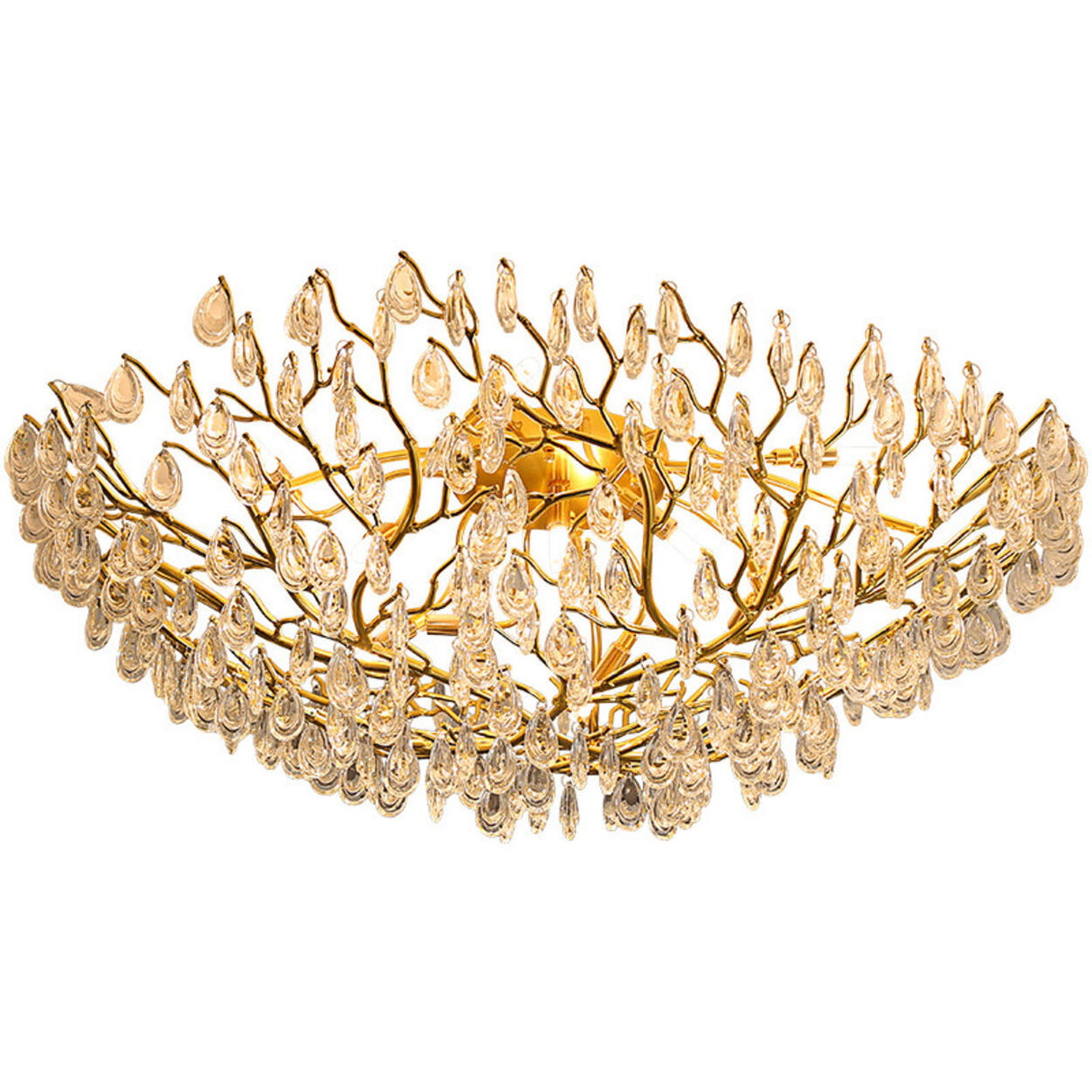 Elegant Gold Finish Crystal Branch Flush Mount Light Image - 5