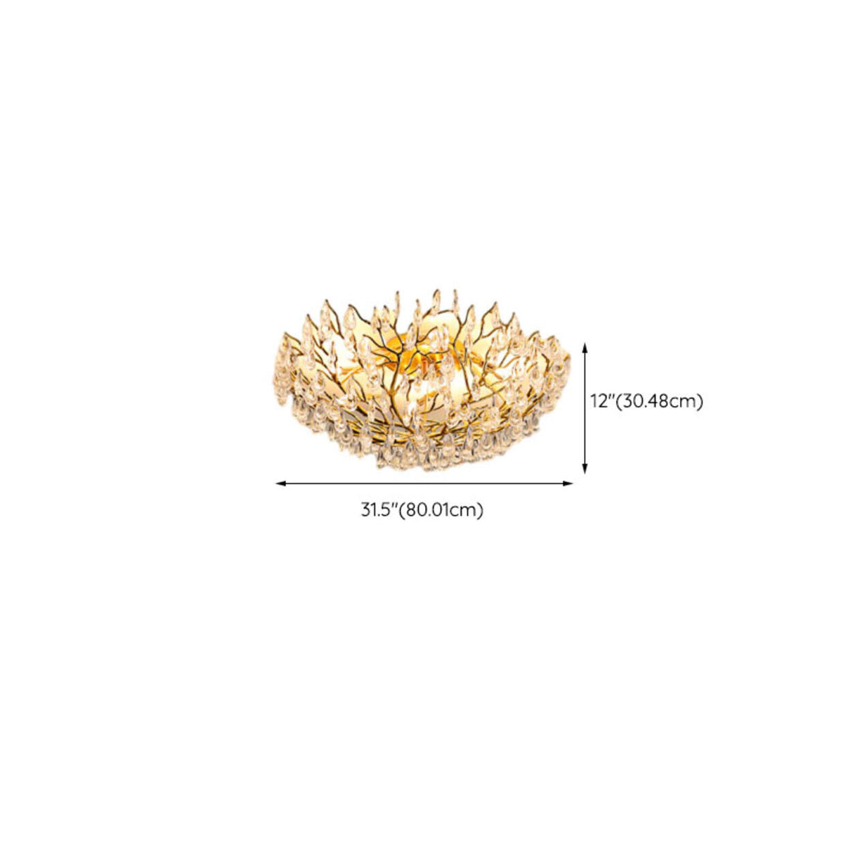 Elegant Gold Finish Crystal Branch Flush Mount Light Image - 9