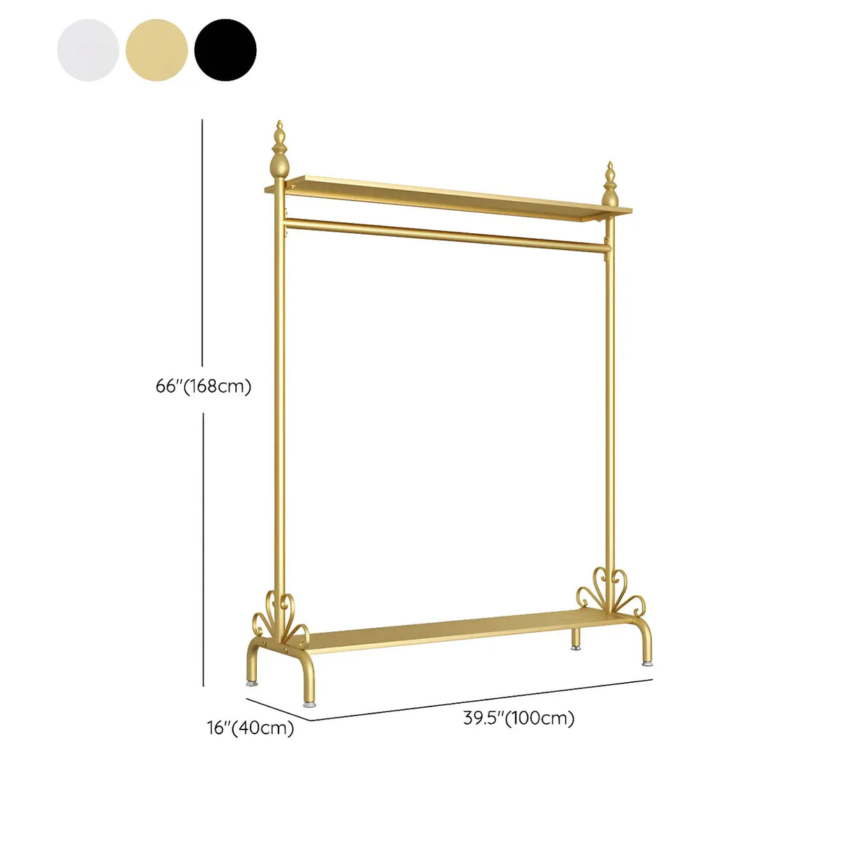 Elegant Gold Metal Freestanding Double Shelf Coat Rack