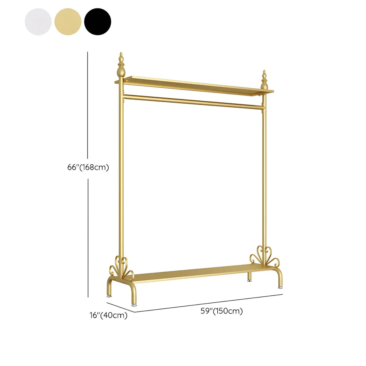 Elegant Gold Metal Freestanding Double Shelf Coat Rack Image - 14