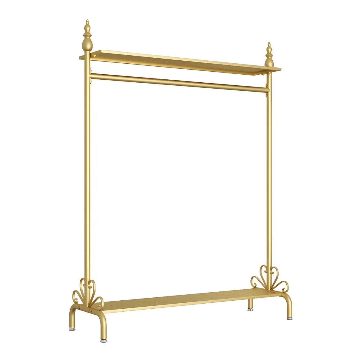 Elegant Gold Metal Freestanding Double Shelf Coat Rack Image - 5