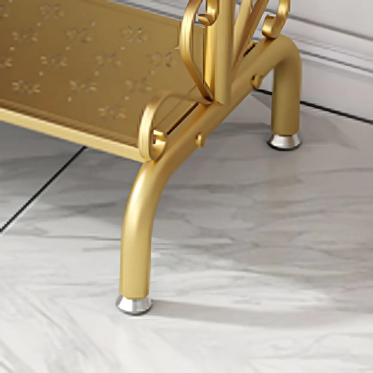 Elegant Gold Metal Freestanding Double Shelf Coat Rack Image - 7