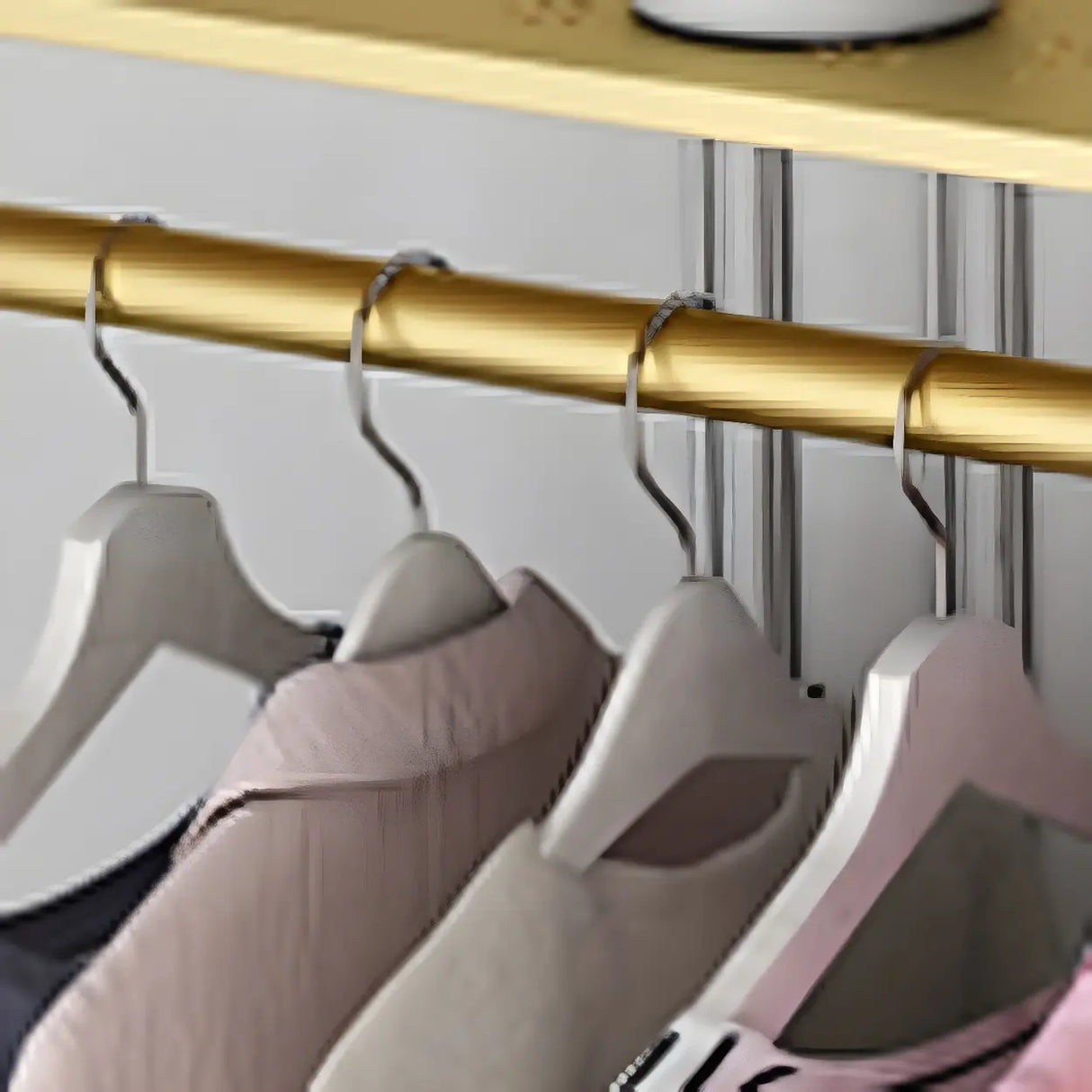 Elegant Gold Metal Freestanding Double Shelf Coat Rack Image - 9