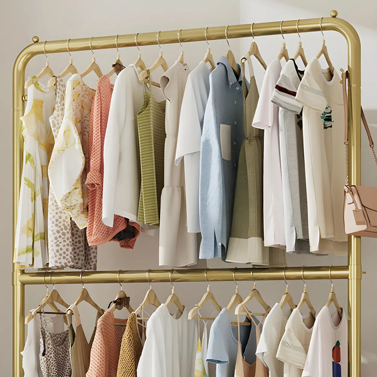 Elegant Gold Metal Freestanding Large Hanging Coat Rack Image - 4