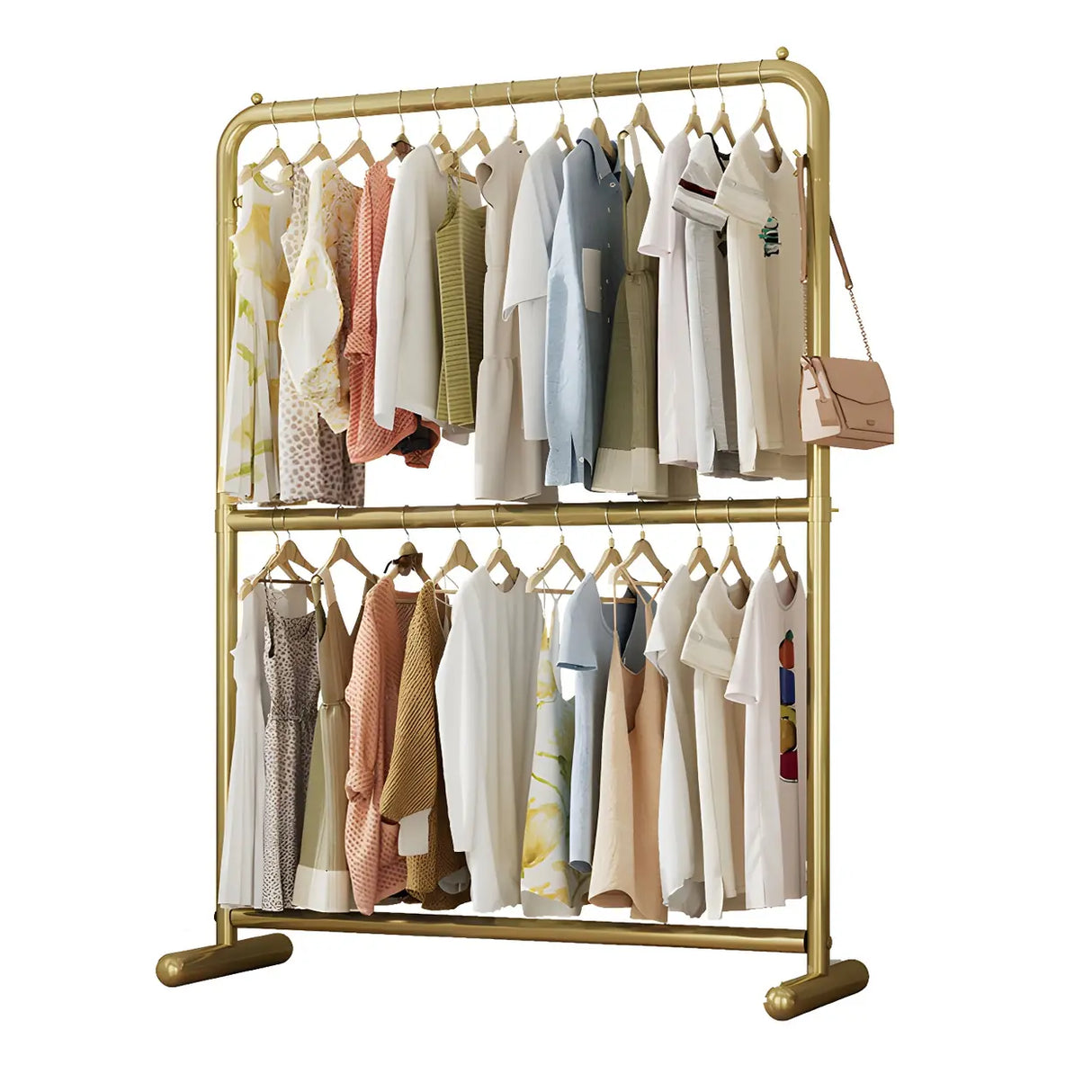 Elegant Gold Metal Freestanding Large Hanging Coat Rack Image - 5