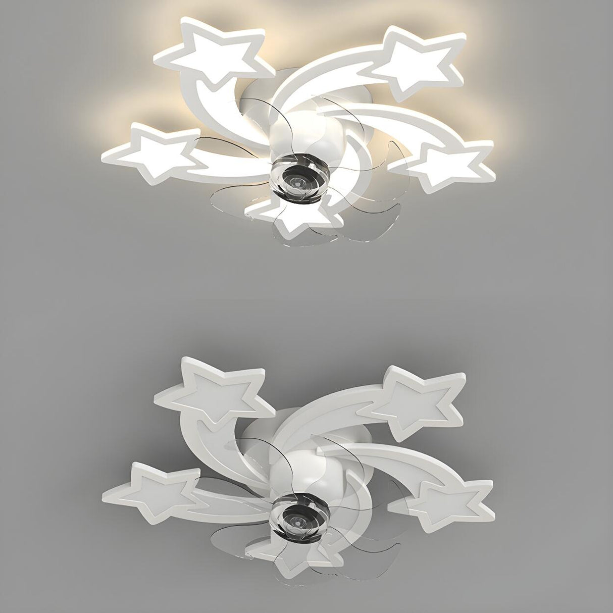 Elegant Gold Star LED Flush Ceiling Fan with Light Image - 12