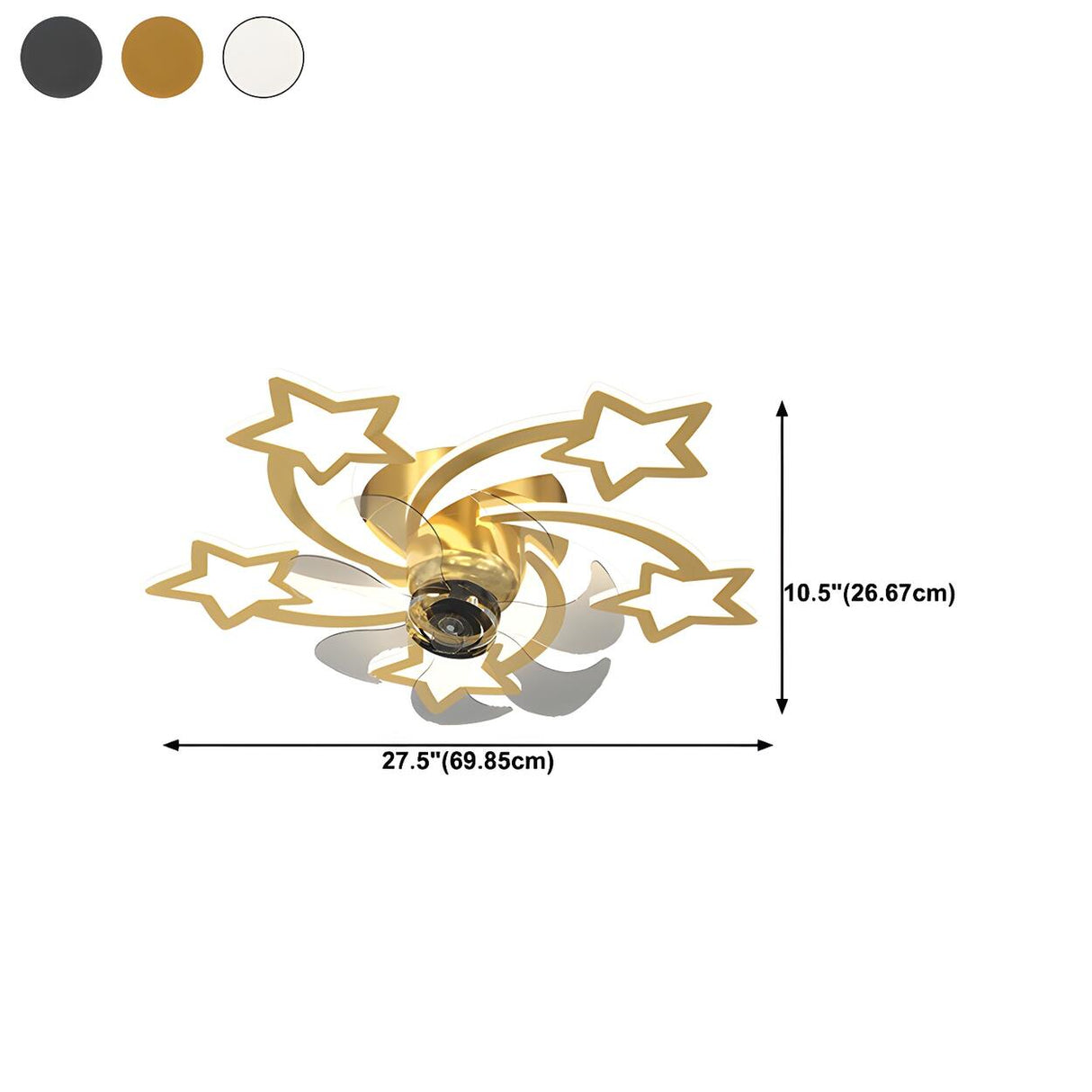 Elegant Gold Star LED Flush Ceiling Fan with Light