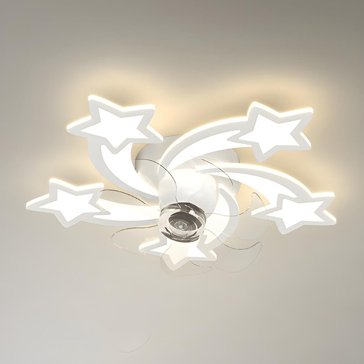Elegant Gold Star LED Flush Ceiling Fan with Light Image - 2