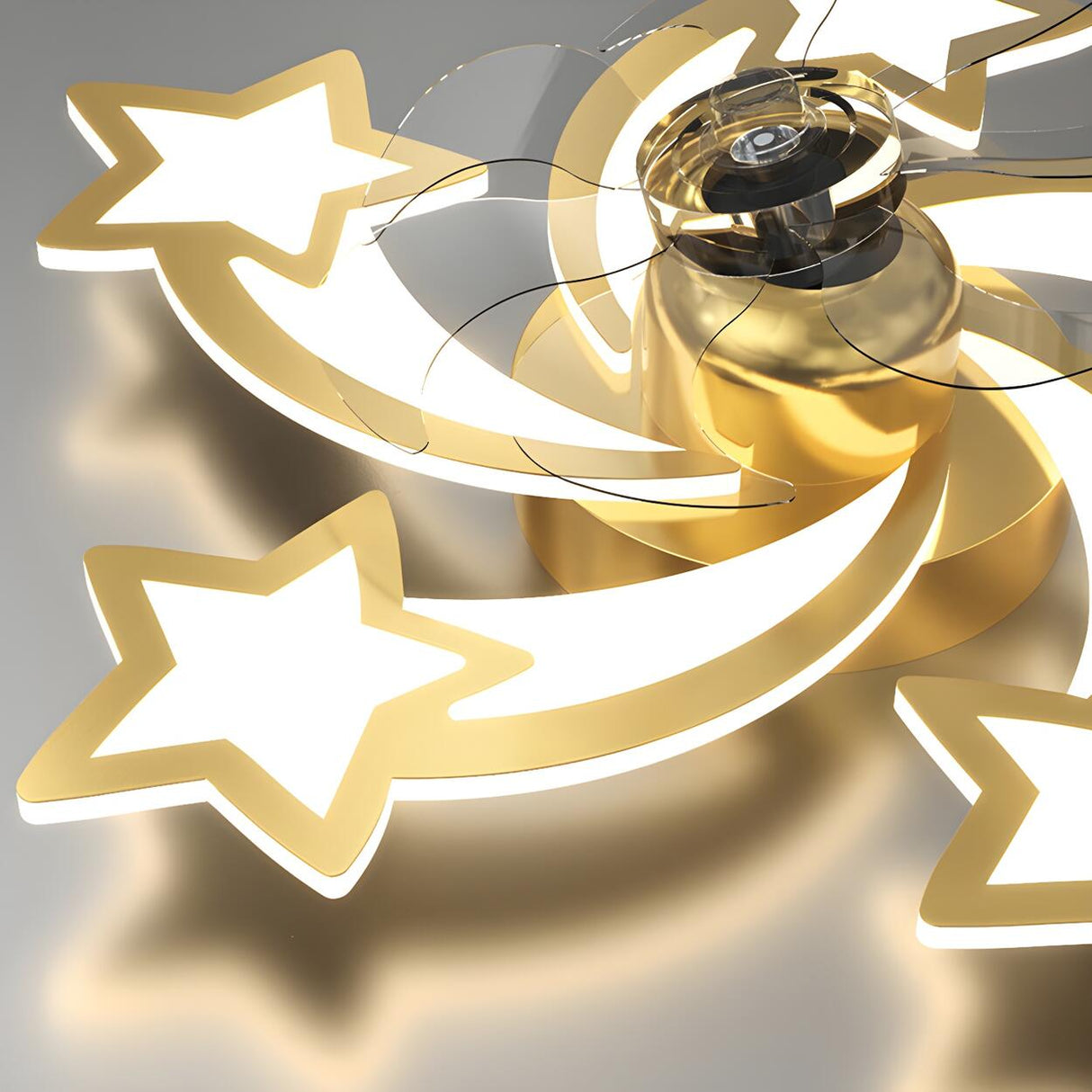 Elegant Gold Star LED Flush Ceiling Fan with Light Image - 5