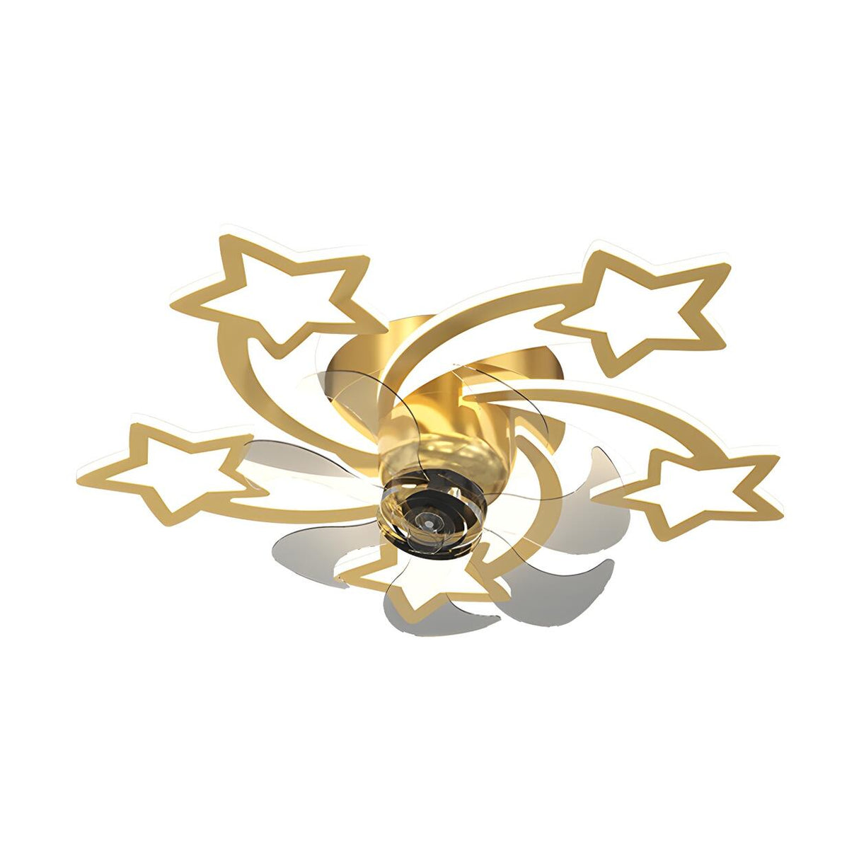Elegant Gold Star LED Flush Ceiling Fan with Light Image - 6