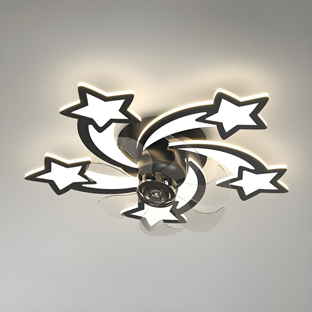 Elegant Gold Star LED Flush Ceiling Fan with Light Image - 8