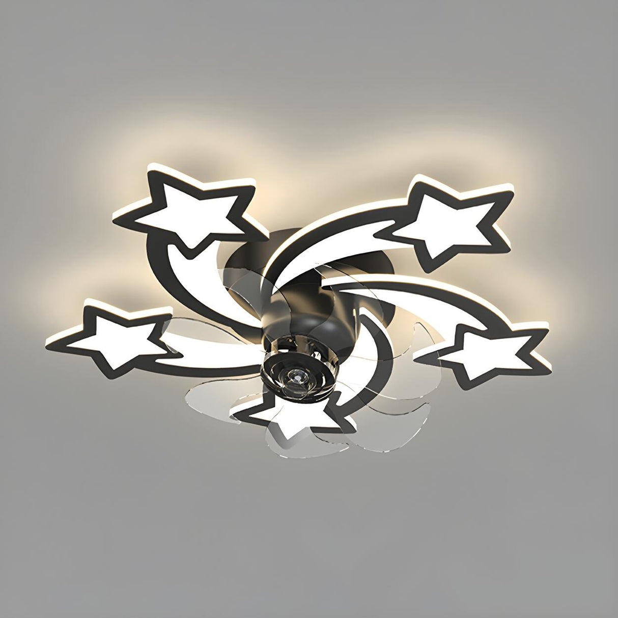 Elegant Gold Star LED Flush Ceiling Fan with Light Image - 9