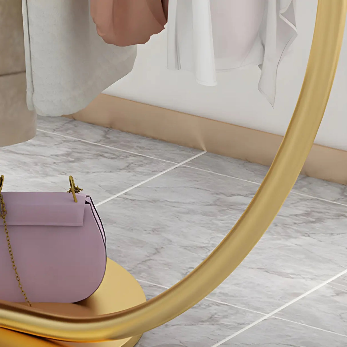 Elegant Golden Metal Arch Hooks Freestanding Coat Rack Image - 6