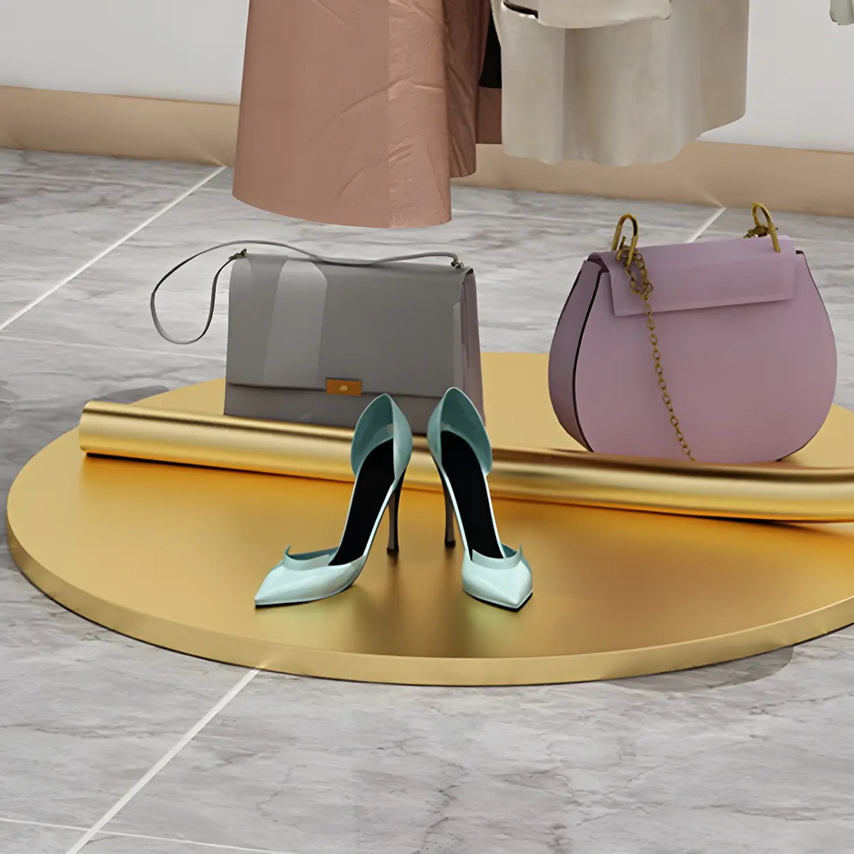 Elegant Golden Metal Arch Hooks Freestanding Coat Rack Image - 7