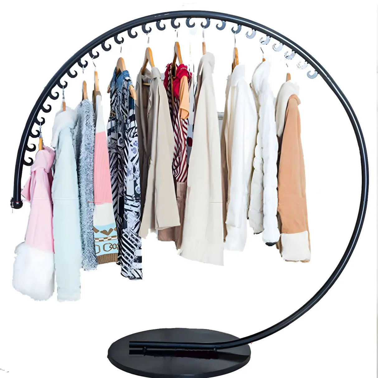 Elegant Golden Metal Arch Hooks Freestanding Coat Rack Image - 9