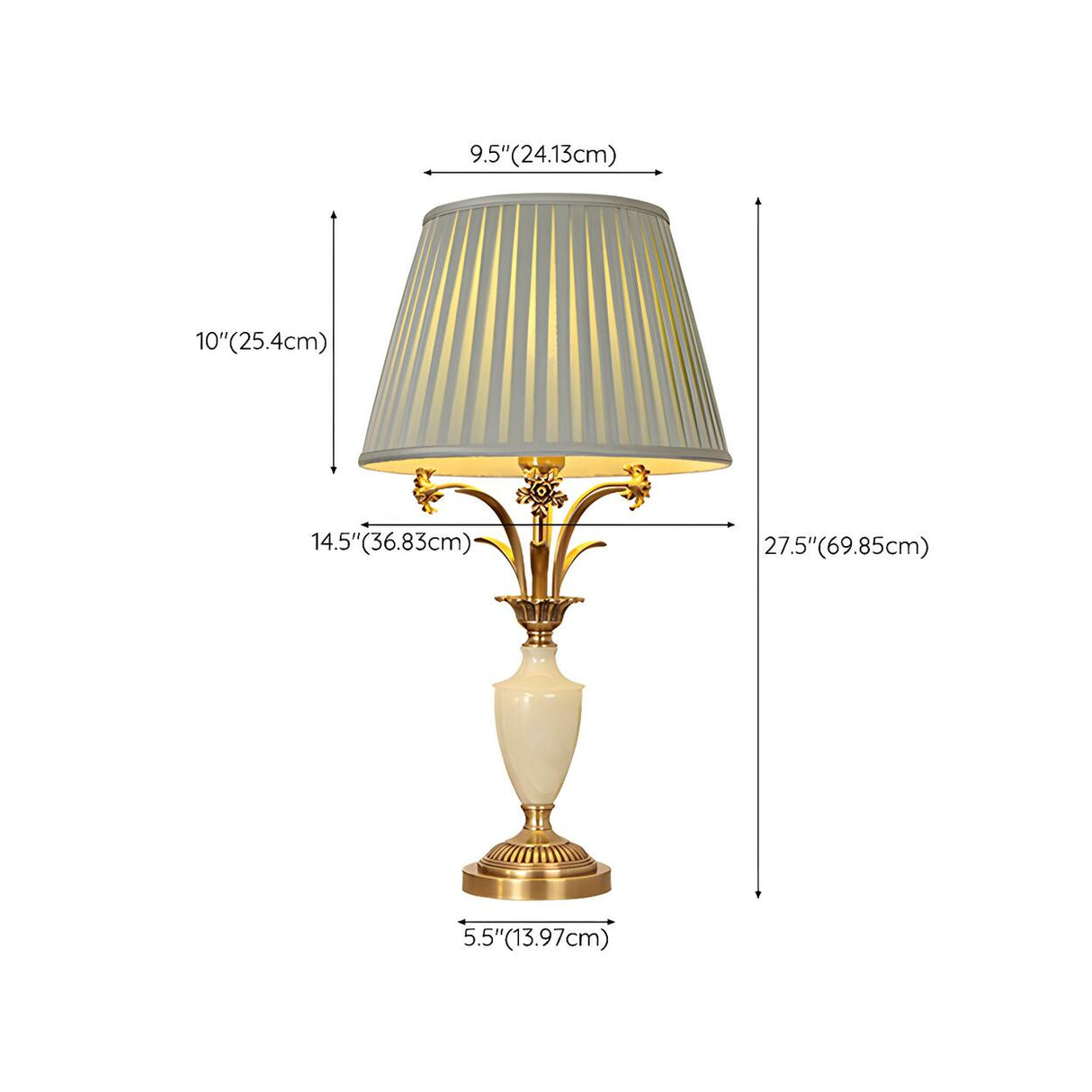 Elegant Green Fabric Shade Vase Base Bedside Table Lamp