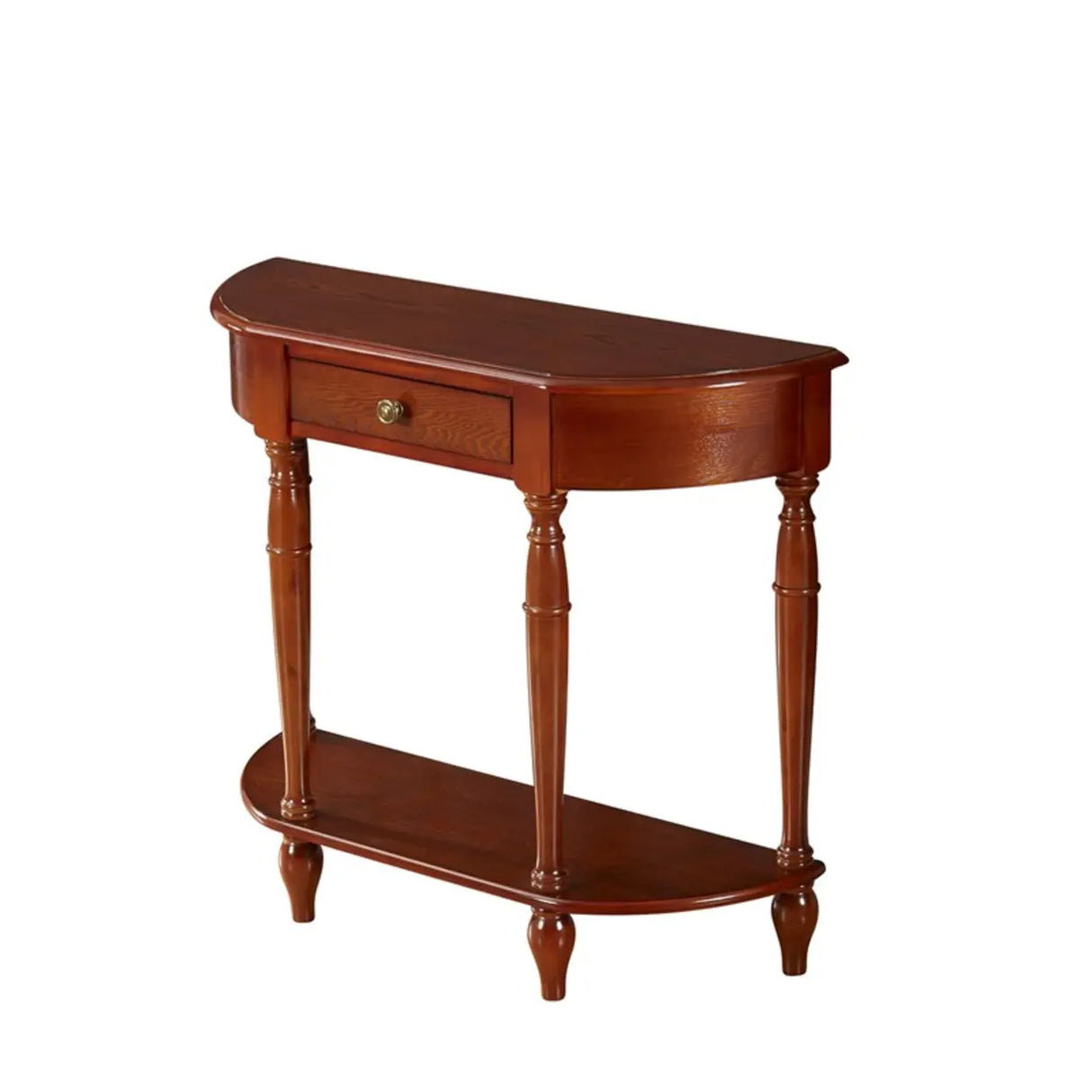 Elegant Half Moon Cherry Wood Storage Console Table Image - 6