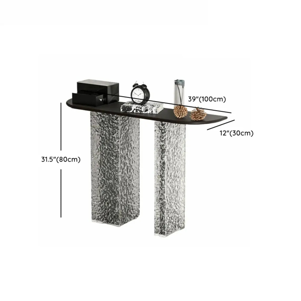 Elegant Half Moon Clear Acrylic Pedestal Console Table Image - 9