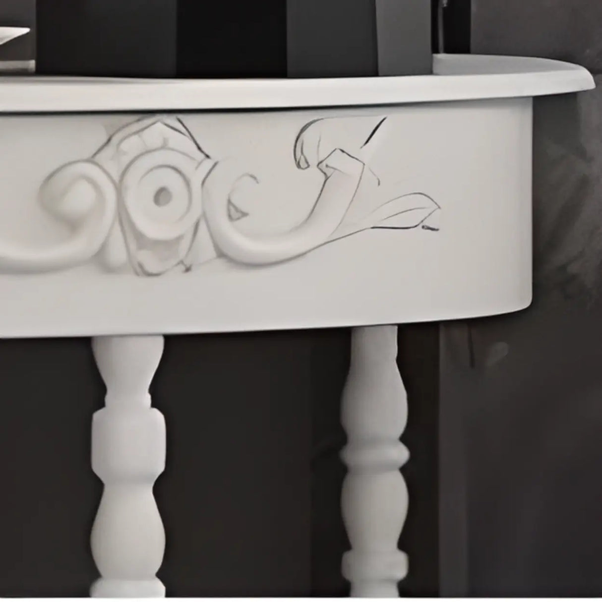 Elegant Half Moon White Wood Console Table with Shelves Image - 5