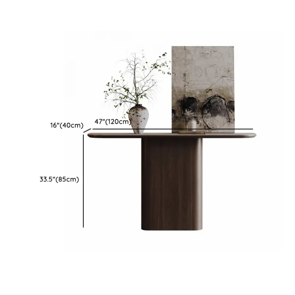 Elegant Half Moon Wood Pedestal Base Console Table