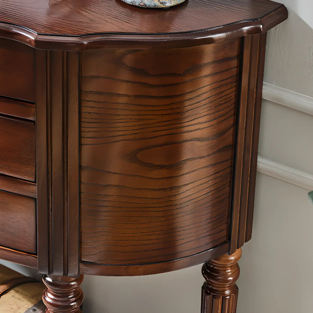 Elegant Half Round Wood Console Table with Drawers Image - 4