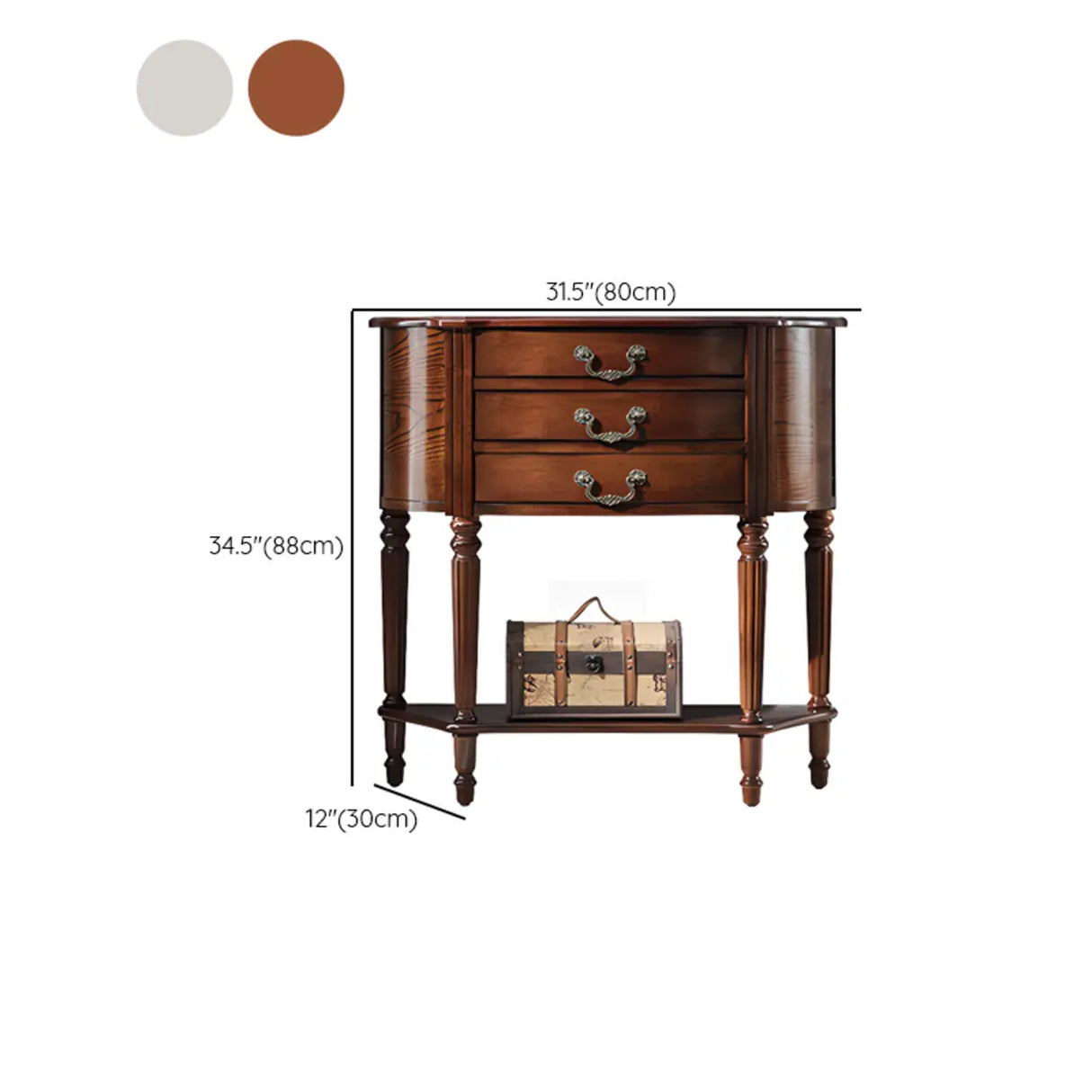 Elegant Half Round Wood Console Table with Drawers